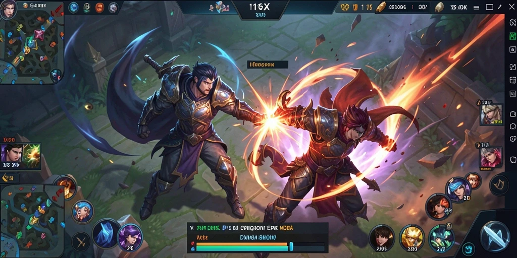 Screenshot menampilkan aksi seru dalam pertarungan MOBA.
