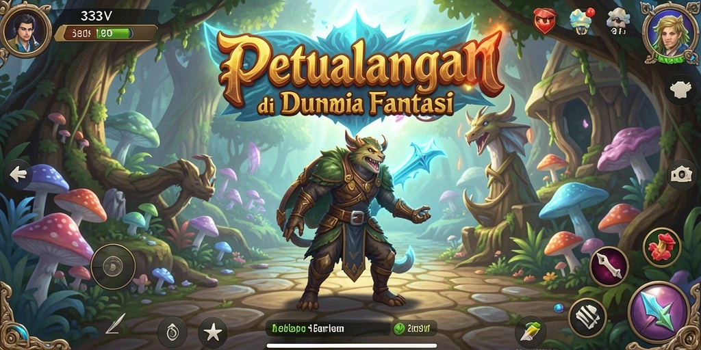Tampilan gameplay mendebarkan di dunia fantasi petualangan.