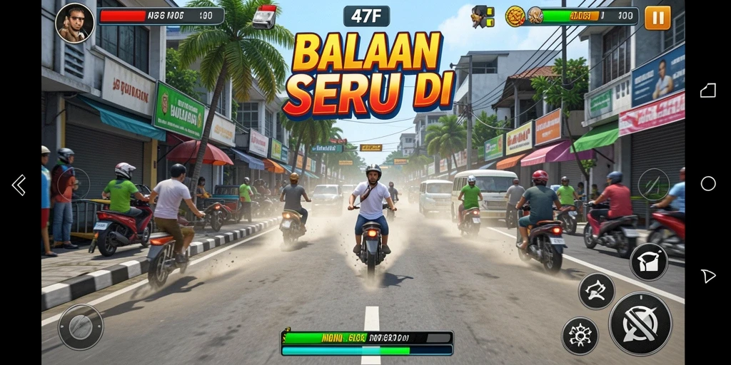 Screenshot menampilkan aksi balapan cepat di 47F.