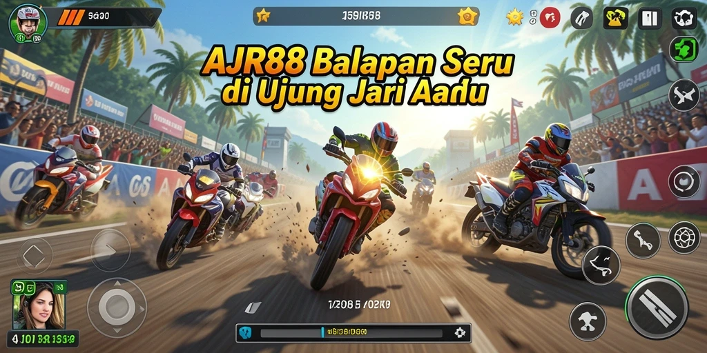 Screenshot gameplay AJR88 yang menampilkan aksi balap cepat.