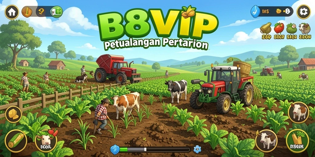 Gameplay seru B8VIP dengan aktivitas bertani dan merawat hewan.