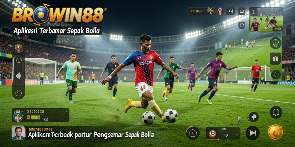Tampilan utama dari BROWIN88 dengan aksi sepak bola seru.