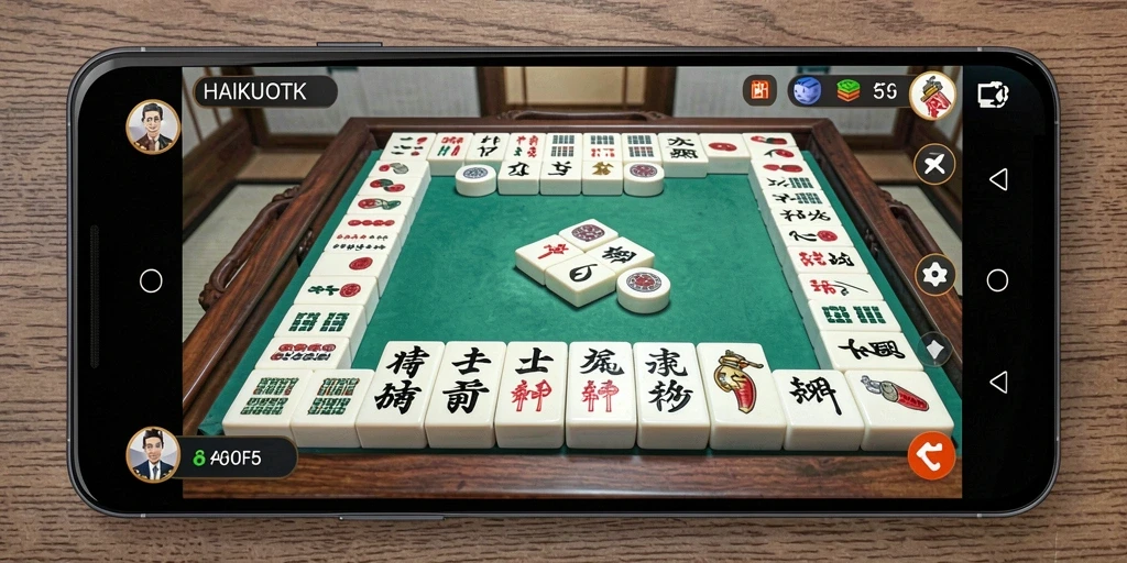 Tampilan gameplay HAIKUOTK yang menawan dan penuh aksi Mahjong.