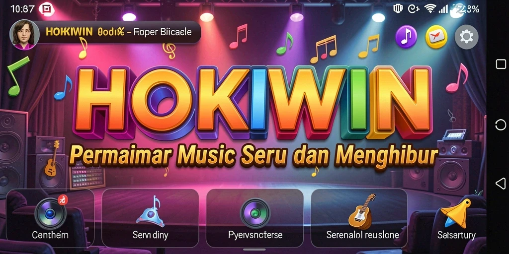 Tangkapan layar HOKIWIN menampilkan gameplay seru dengan berbagai genre musik.