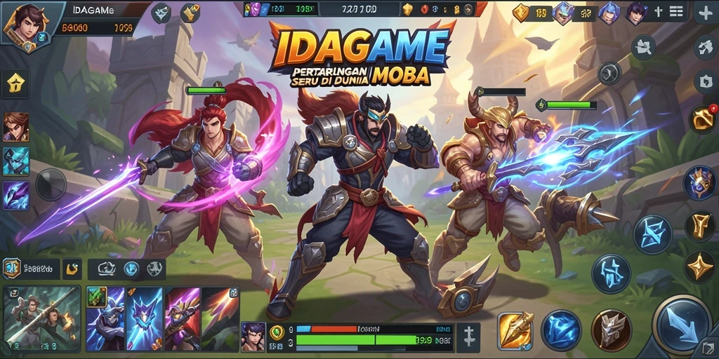 Tampilan seru dan intens dari gameplay MOBA di IDAGAME.