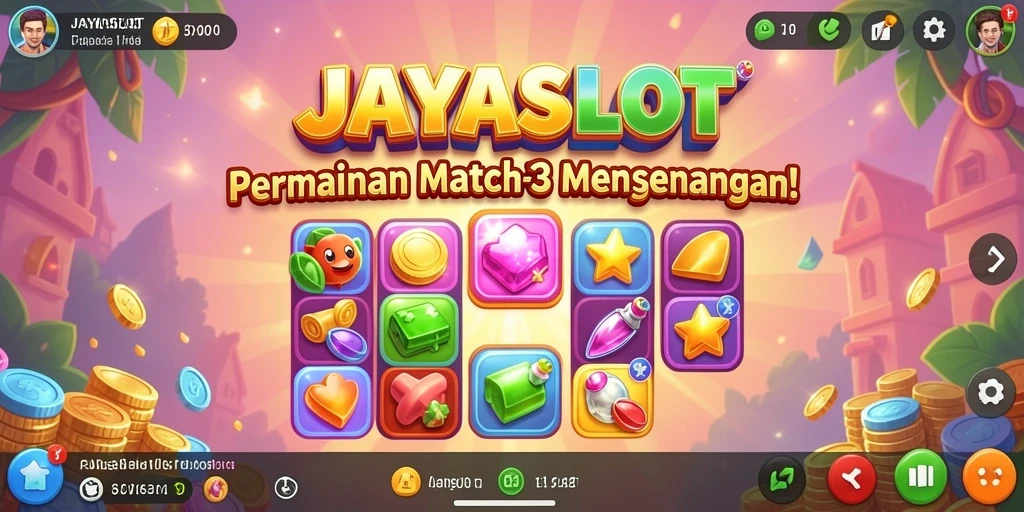 Tampilan gameplay menarik dari JAYASLOT dengan kombinasi simbol warna-warni.