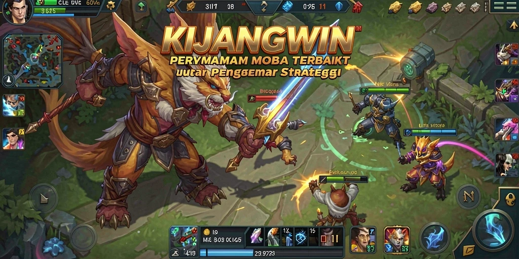 Screenshot gameplay KIJANGWIN yang menunjukkan aksi seru di arena MOBA.