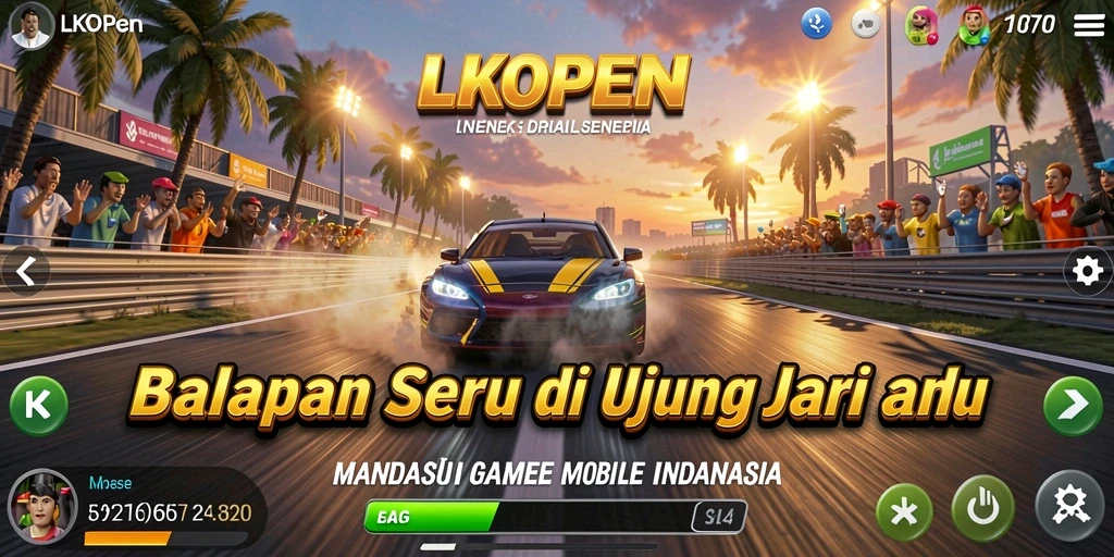 Tampilan gameplay balapan seru dalam LKOPEN.