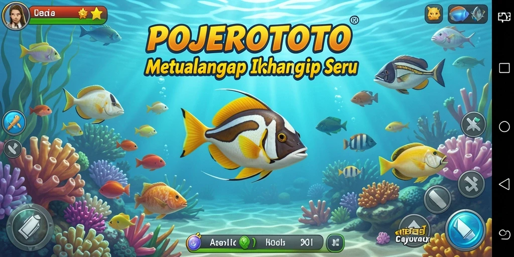 Screenshot gameplay POJEROTOTO yang menunjukkan aksi memancing yang seru.