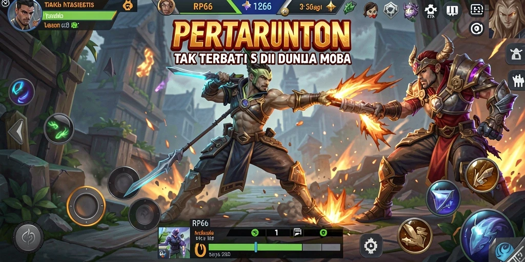 Screenshot RP66 menampilkan aksi seru dalam pertarungan MOBA.