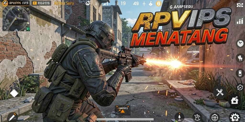 Screenshot RPVIP6 menampilkan aksi tembak-menembak yang menegangkan dan mendebarkan.