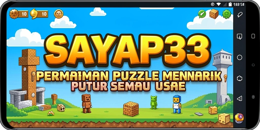 Screenshot utama permainan SAYAP33 menampilkan gameplay Puzzle yang seru.