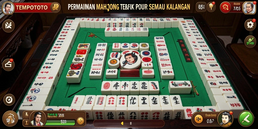 Tampilan gameplay seru TEMPOTOTO dalam suasana Mahjong yang menantang.