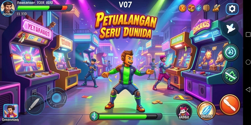 Gameplay V07 yang seru dan menantang dalam dunia Arcade.